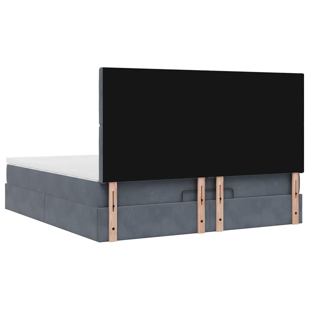 Ottoman-Bett mit Matratzen & LEDs Dunkelgrau 160x200 cm Samt