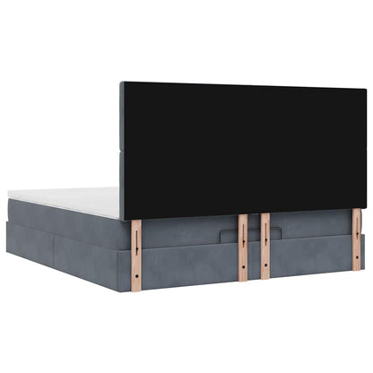 Ottoman-Bett mit Matratzen & LEDs Dunkelgrau 160x200 cm Samt