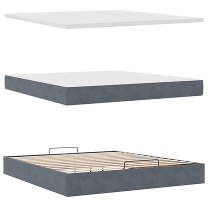 Ottoman-Bett mit Matratzen & LEDs Dunkelgrau 160x200 cm Samt
