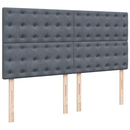 Ottoman-Bett mit Matratzen & LEDs Dunkelgrau 160x200 cm Samt
