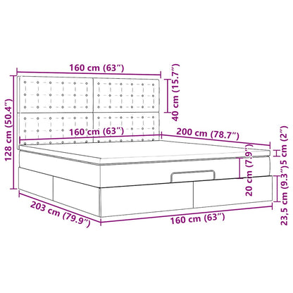 Ottoman-Bett mit Matratzen & LEDs Dunkelgrau 160x200 cm Samt