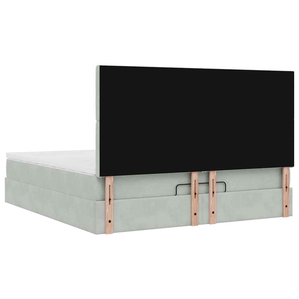 Ottoman-Bett mit Matratzen & LEDs Hellgrau 180x200 cm Samt