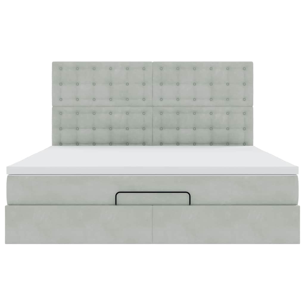 Ottoman-Bett mit Matratzen & LEDs Hellgrau 180x200 cm Samt