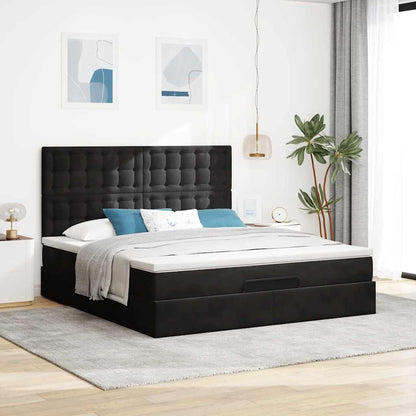 Ottoman-Bett mit Matratzen & LEDs Schwarz 180x200 cm Samt