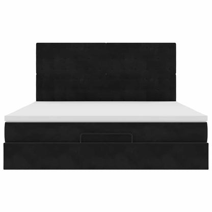 Ottoman-Bett mit Matratzen & LEDs Schwarz 180x200 cm Samt
