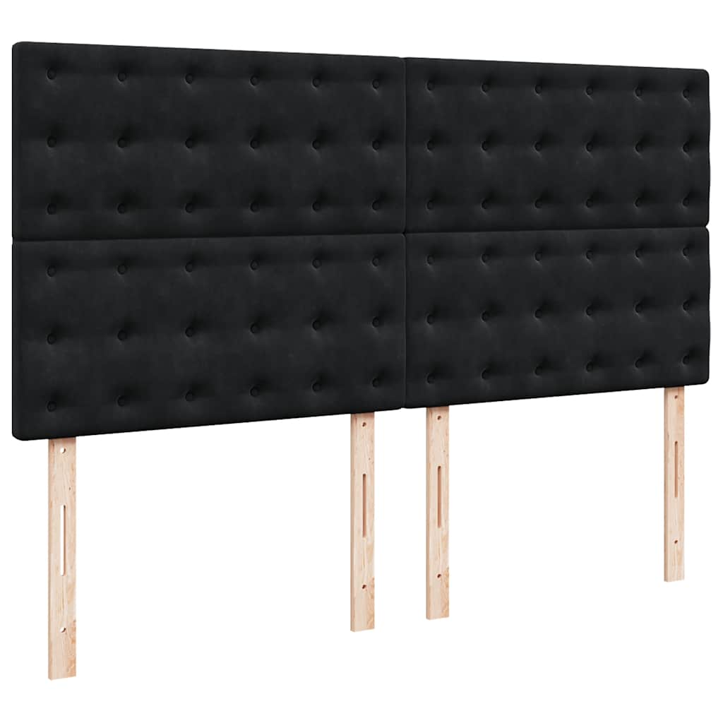 Ottoman-Bett mit Matratzen & LEDs Schwarz 180x200 cm Samt