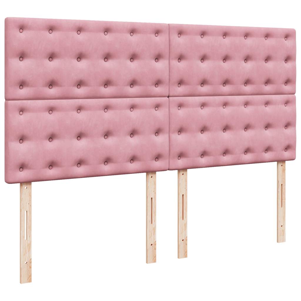 Ottoman-Bett mit Matratzen & LEDs Rosa 180x200 cm Samt