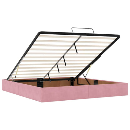 Ottoman-Bett mit Matratzen & LEDs Rosa 180x200 cm Samt