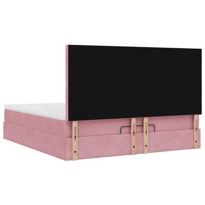 Ottoman-Bett mit Matratzen & LEDs Rosa 180x200 cm Samt