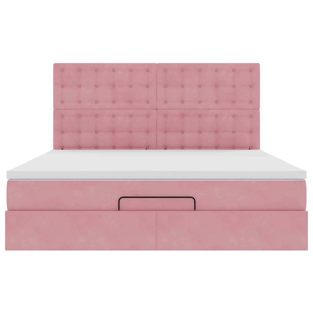 Ottoman-Bett mit Matratzen & LEDs Rosa 180x200 cm Samt