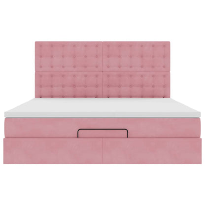 Ottoman-Bett mit Matratzen & LEDs Rosa 180x200 cm Samt