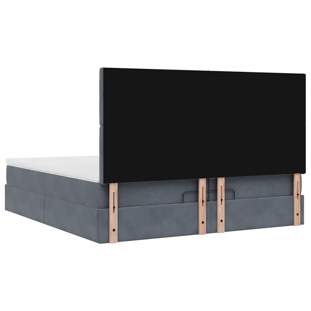 Ottoman-Bett mit Matratzen & LEDs Dunkelgrau 200x200 cm Samt