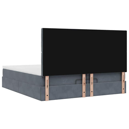 Ottoman-Bett mit Matratzen & LEDs Dunkelgrau 200x200 cm Samt
