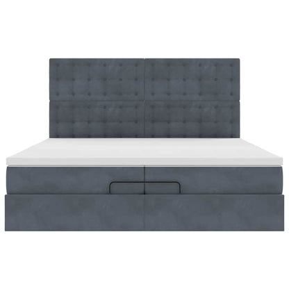 Ottoman-Bett mit Matratzen & LEDs Dunkelgrau 200x200 cm Samt
