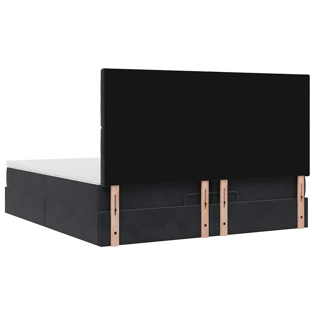 Ottoman-Bett mit Matratzen & LEDs Schwarz 200x200 cm Samt