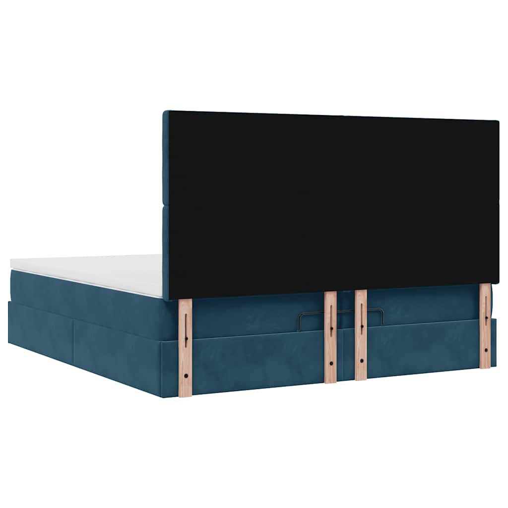 Ottoman-Bett mit Matratzen & LED Dunkelblau 200x200 cm Samt