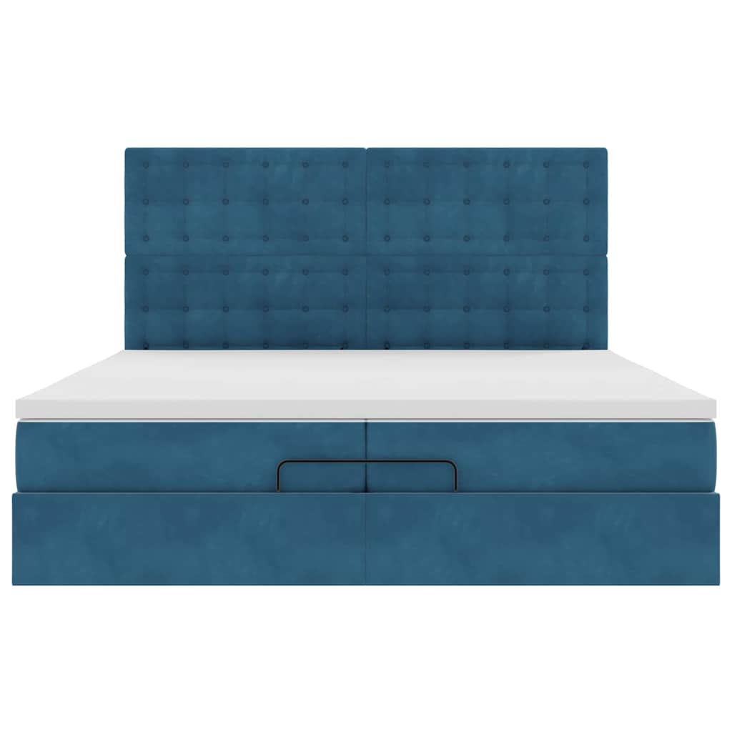 Ottoman-Bett mit Matratzen & LED Dunkelblau 200x200 cm Samt