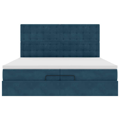 Ottoman-Bett mit Matratzen & LED Dunkelblau 200x200 cm Samt