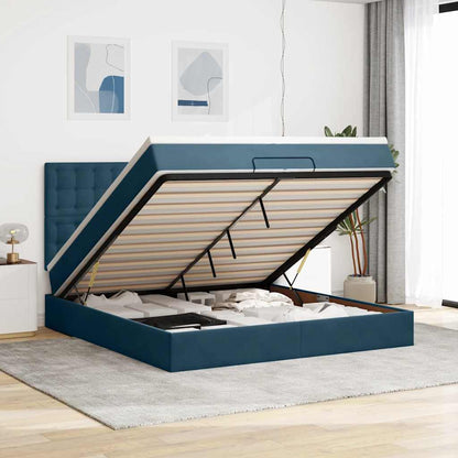 Ottoman-Bett mit Matratzen & LED Dunkelblau 200x200 cm Samt