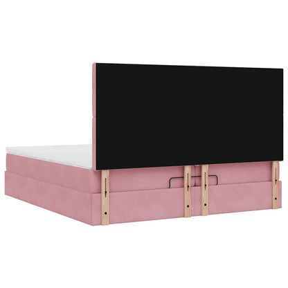Ottoman-Bett mit Matratzen & LEDs Rosa 200x200 cm Samt