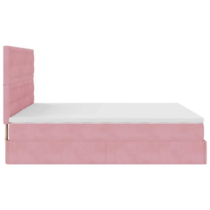 Ottoman-Bett mit Matratzen & LEDs Rosa 200x200 cm Samt