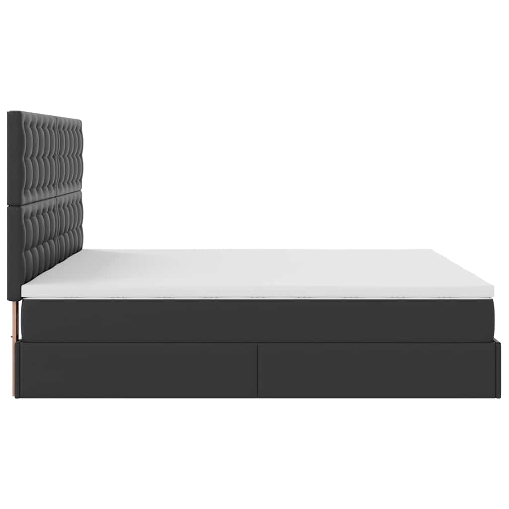 Ottoman-Bett mit Matratzen & LEDs Schwarz 180x200 cm Kunstleder