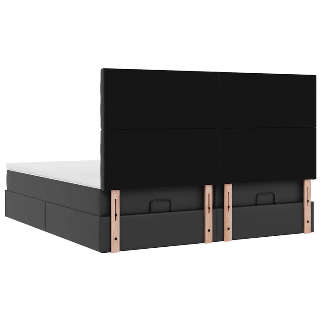 Ottoman-Bett mit Matratzen & LEDs Schwarz 180x200 cm Kunstleder