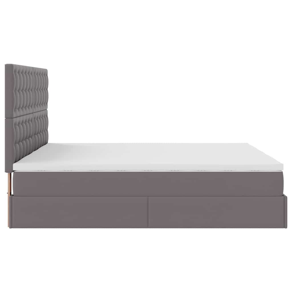 Ottoman-Bett mit Matratzen & LEDs Grau 200x200 cm Kunstleder