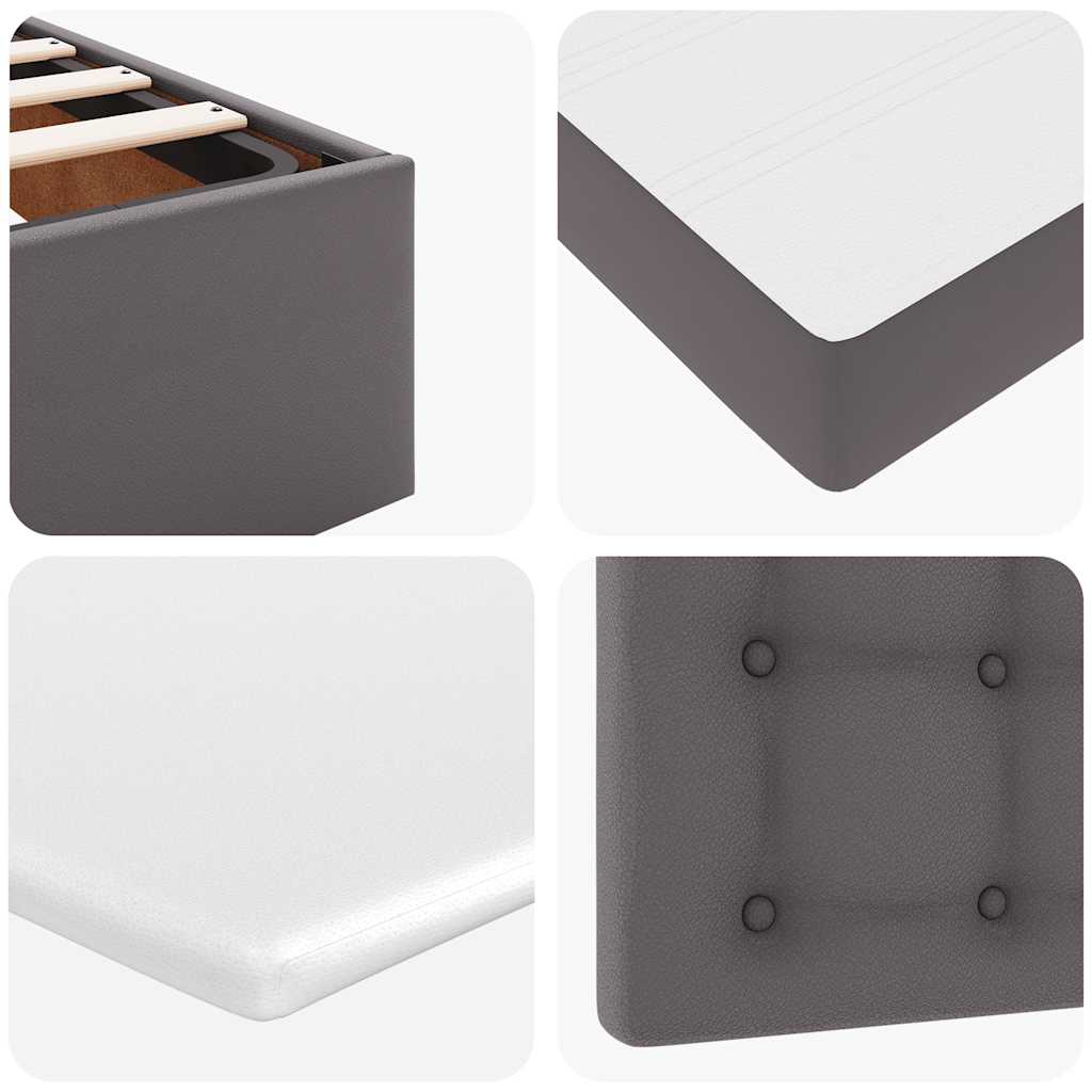 Ottoman-Bett mit Matratzen & LEDs Grau 200x200 cm Kunstleder