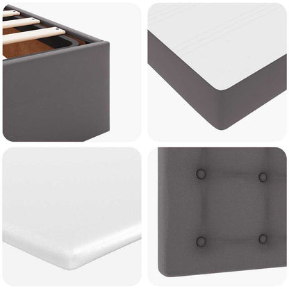 Ottoman-Bett mit Matratzen & LEDs Grau 200x200 cm Kunstleder