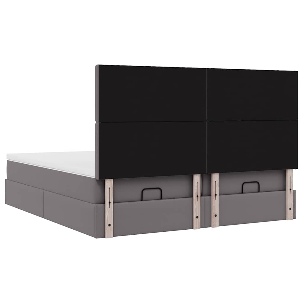Ottoman-Bett mit Matratzen & LEDs Grau 200x200 cm Kunstleder