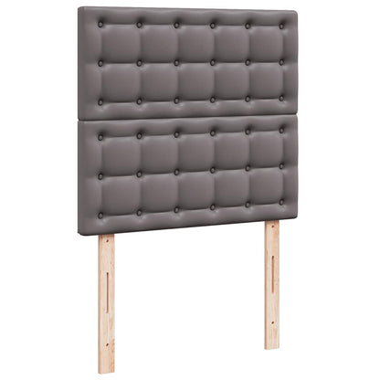 Ottoman-Bett mit Matratzen & LEDs Grau 200x200 cm Kunstleder