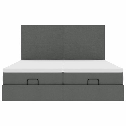 Ottoman-Bett mit Matratzen & LEDs Dunkelgrau 160x200 cm Stoff