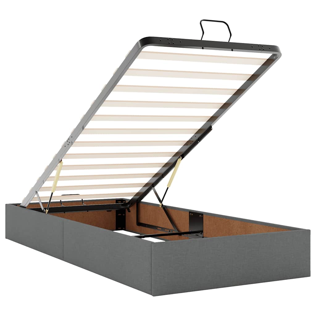 Ottoman-Bett mit Matratzen & LEDs Dunkelgrau 160x200 cm Stoff