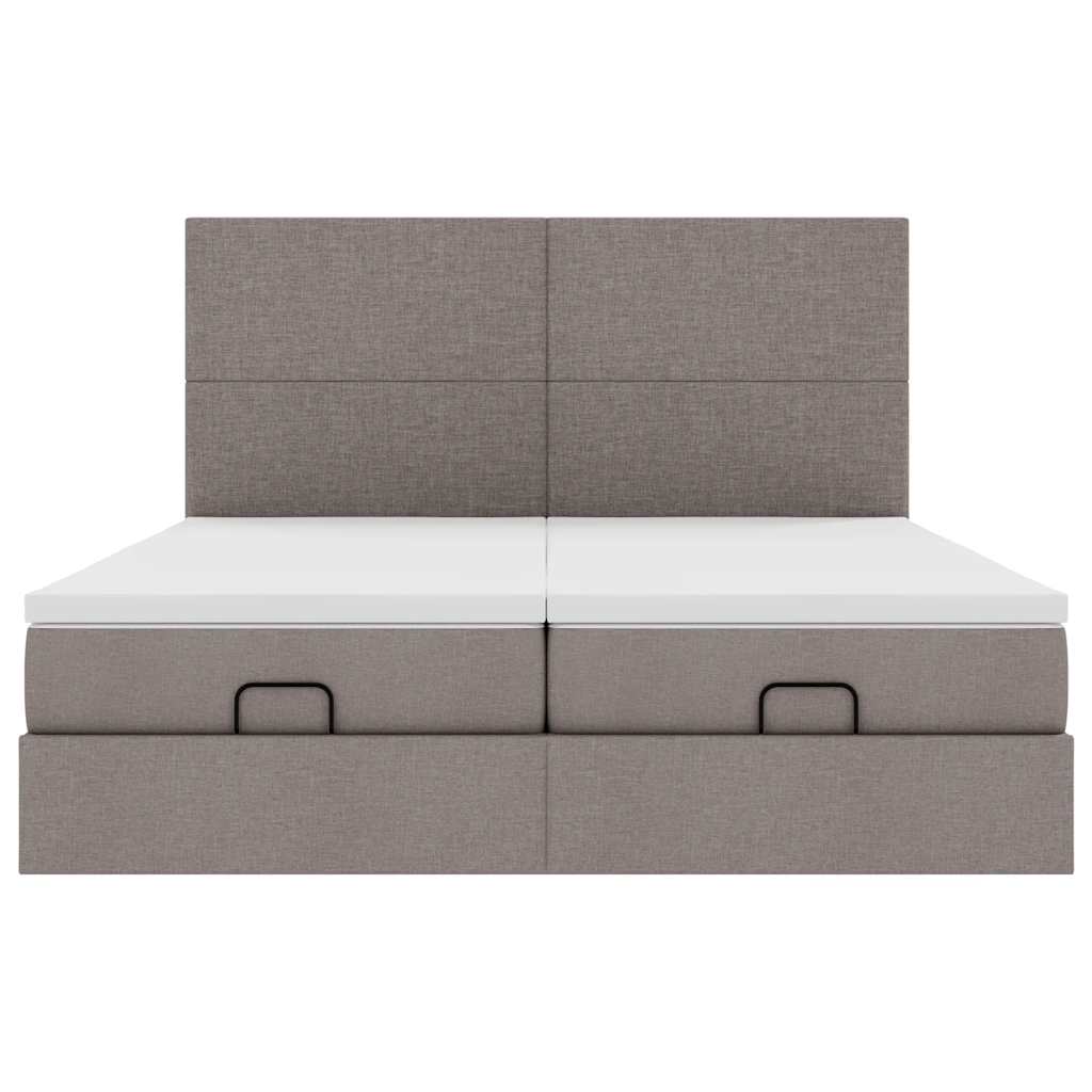 Ottoman-Bett mit Matratzen & LEDs Taupe 180x200 cm Stoff