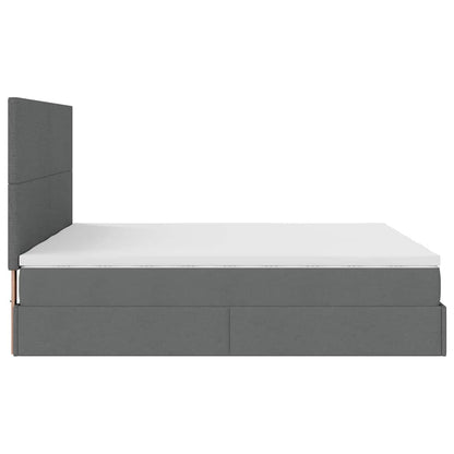 Ottoman-Bett mit Matratzen & LEDs Dunkelgrau 200x200 cm Stoff