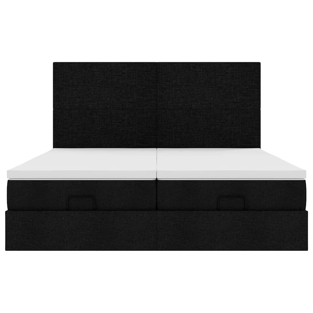 Ottoman-Bett mit Matratzen & LEDs Schwarz 200x200 cm Stoff