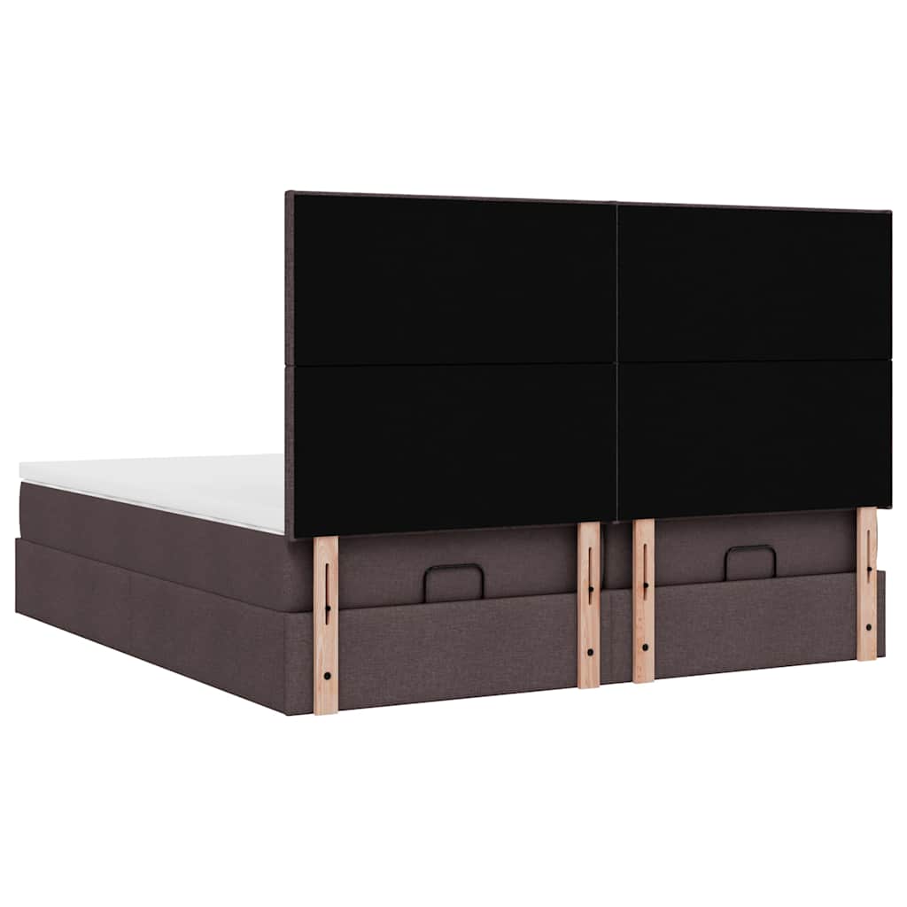 Ottoman-Bett mit Matratzen & LEDs Dunkelbraun 200x200 cm Stoff