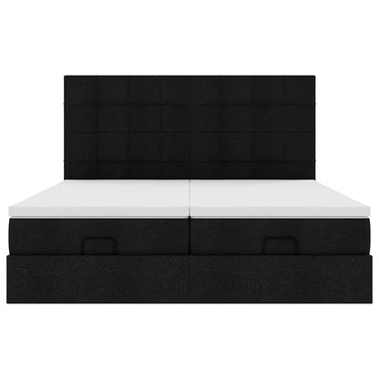 Ottoman-Bett mit Matratzen & LEDs Schwarz 160x200 cm Stoff