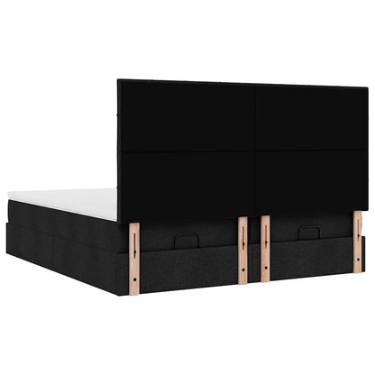 Ottoman-Bett mit Matratzen & LEDs Schwarz 160x200 cm Stoff