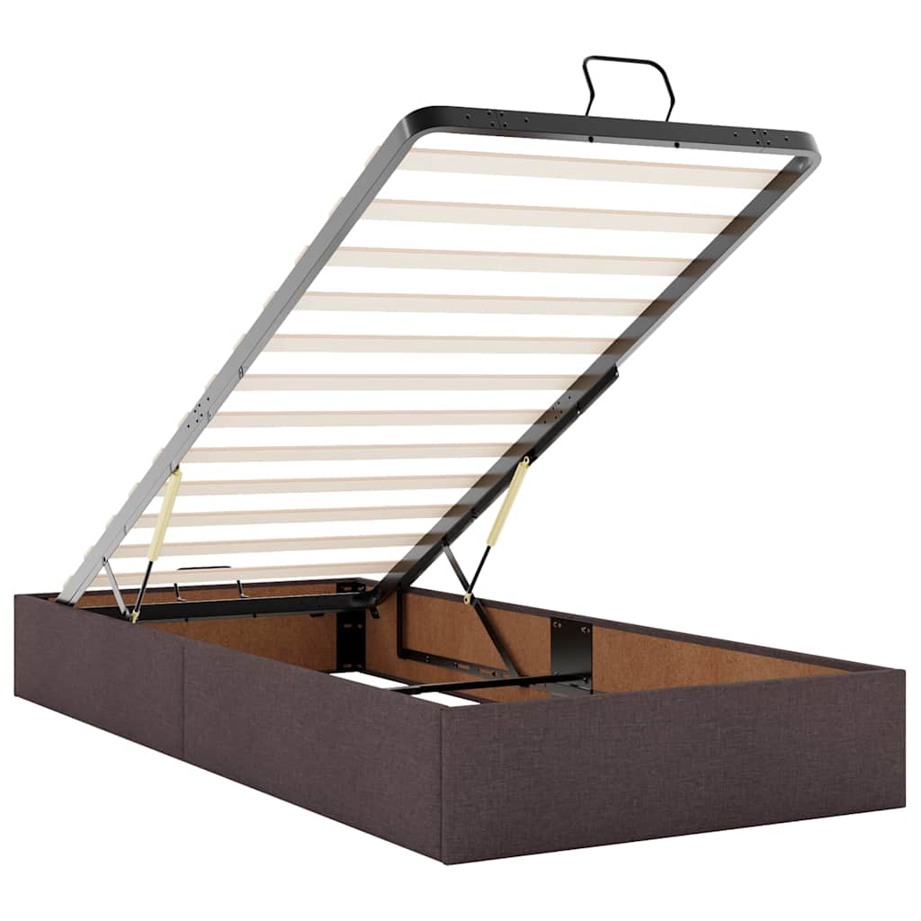 Ottoman bed with mattresses &amp; LEDs dark brown 200x200 cm fabric