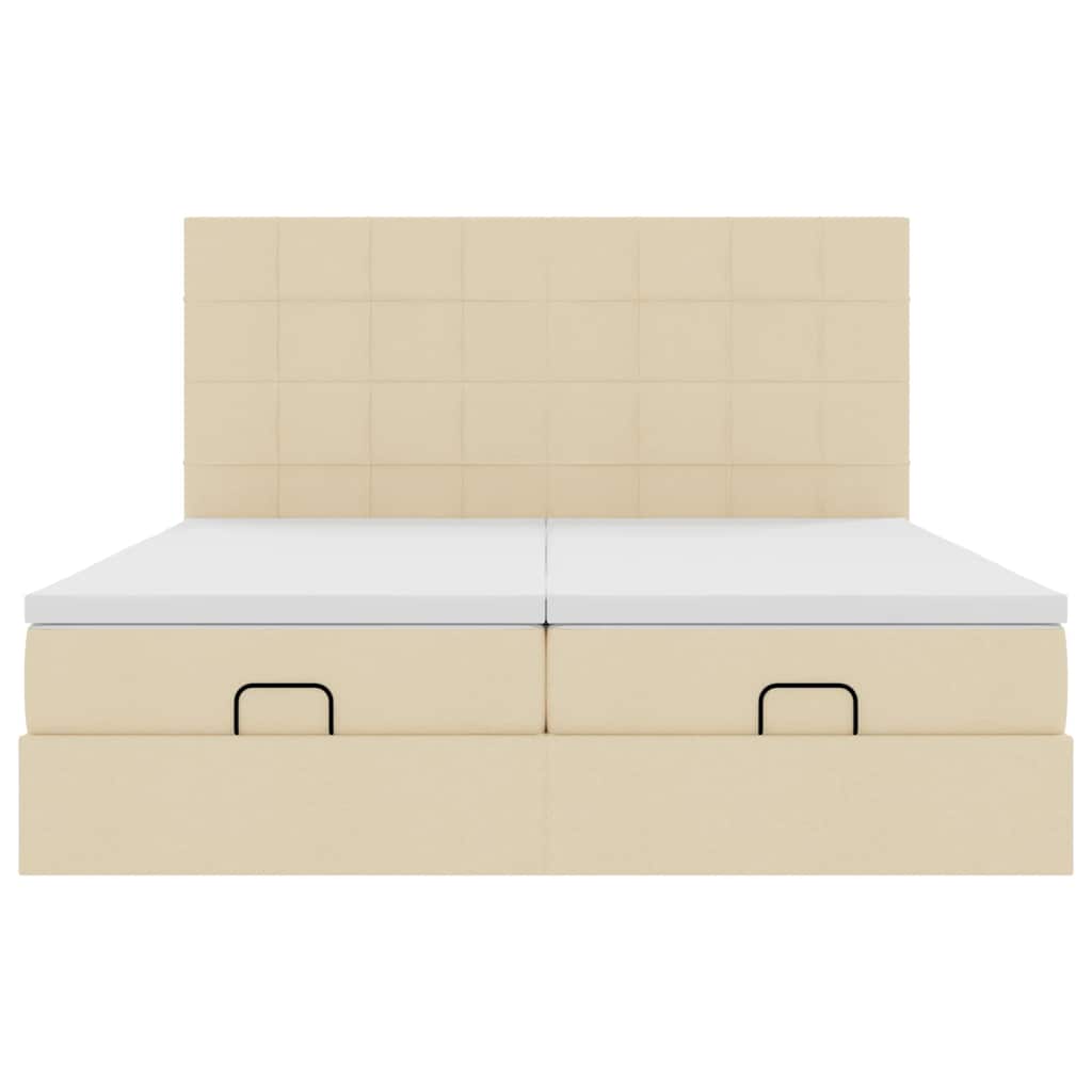 Ottoman-Bett mit Matratzen & LEDs Creme 200x200 cm Stoff