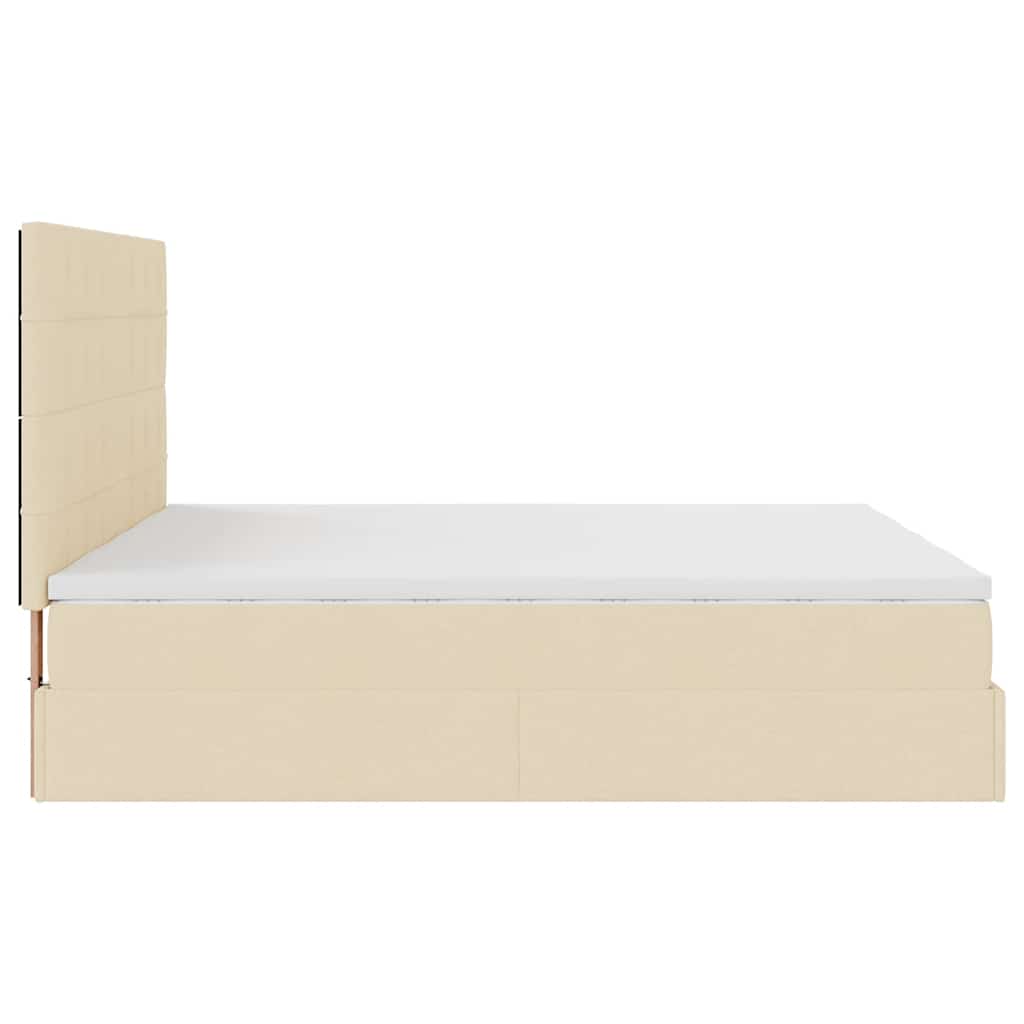 Ottoman-Bett mit Matratzen & LEDs Creme 200x200 cm Stoff