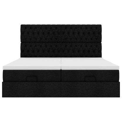 Ottoman-Bett mit Matratzen & LEDs Schwarz 160x200 cm Stoff