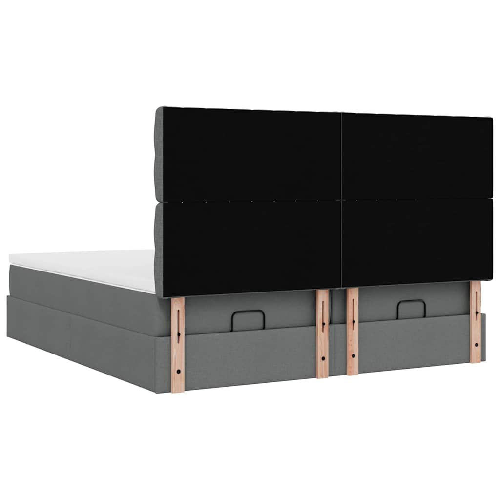 Ottoman-Bett mit Matratzen & LEDs Dunkelgrau 180x200 cm Stoff