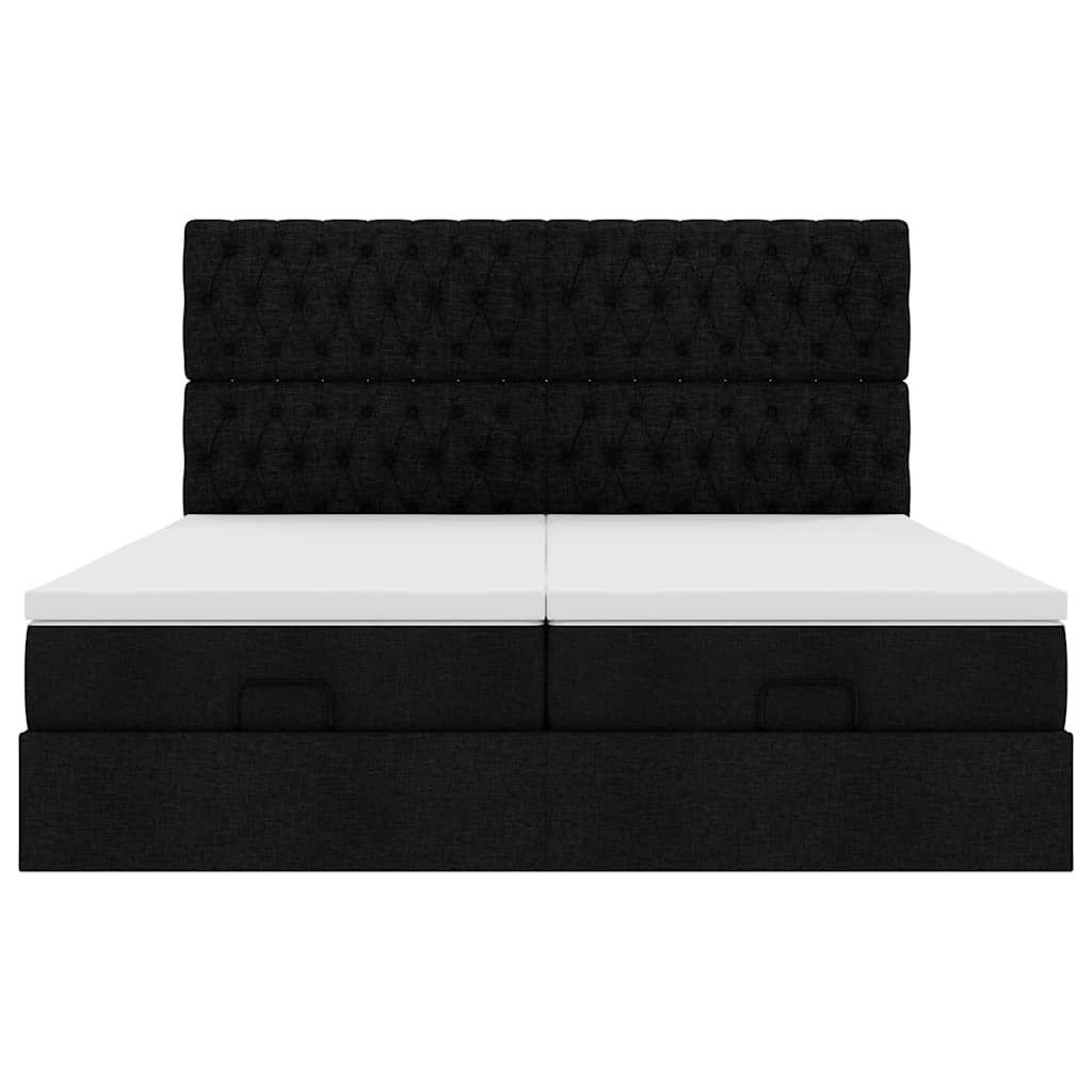 Ottoman-Bett mit Matratzen & LEDs Schwarz 200x200 cm Stoff