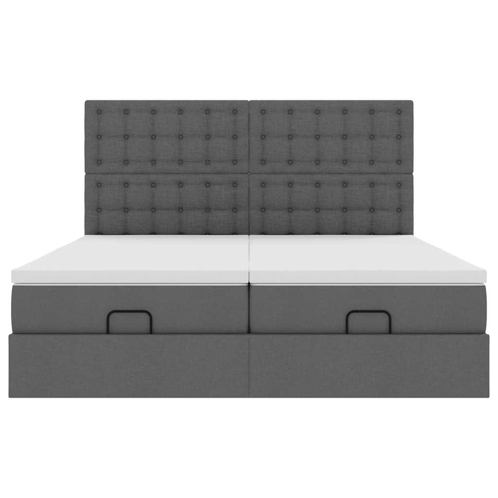 Ottoman-Bett mit Matratzen & LEDs Dunkelgrau 160x200 cm Stoff