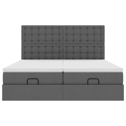 Ottoman-Bett mit Matratzen & LEDs Dunkelgrau 160x200 cm Stoff
