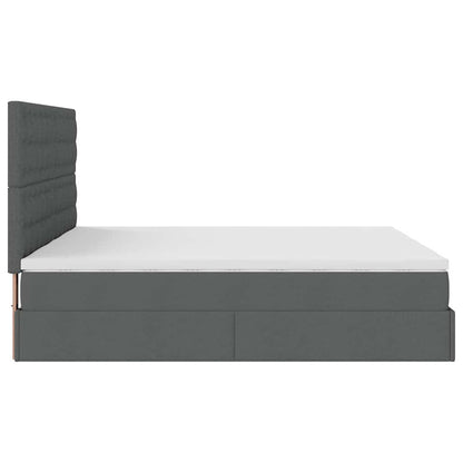 Ottoman-Bett mit Matratzen & LEDs Dunkelgrau 160x200 cm Stoff