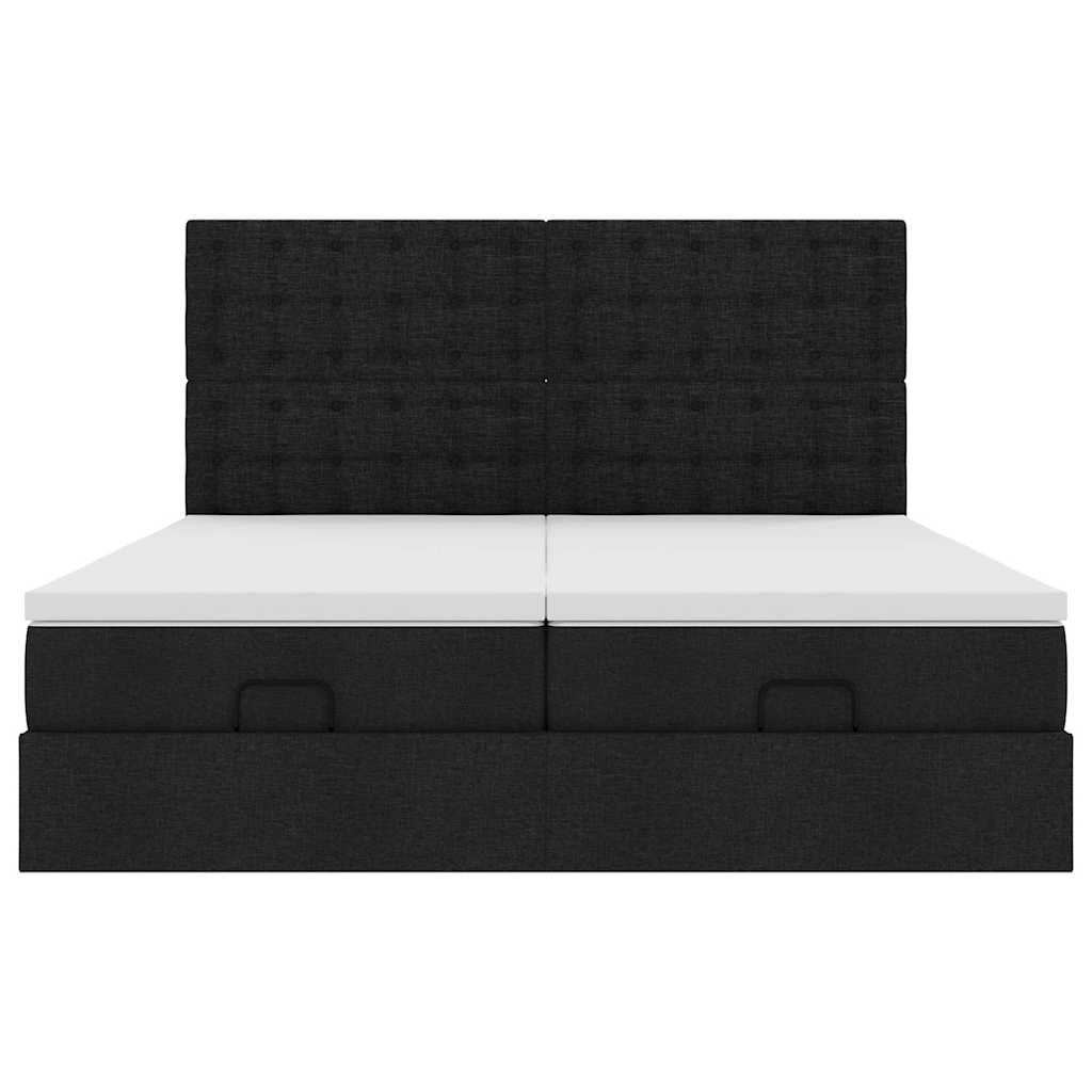 Ottoman-Bett mit Matratzen & LEDs Schwarz 160x200 cm Stoff
